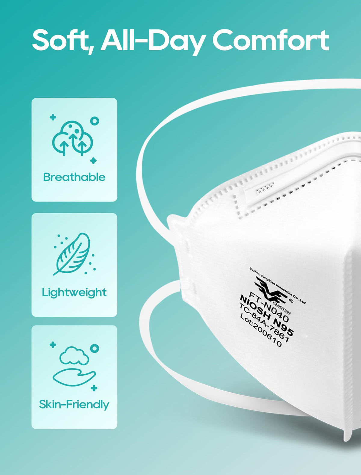 FOXFUN N95 mask NIOSH-approved design delivers trusted filtration performance