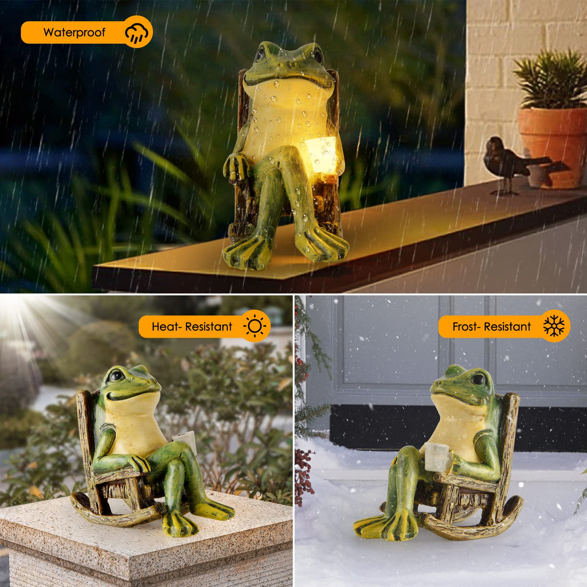 FOXMIS cozy-light fairy garden frog enhances nighttime ambiance