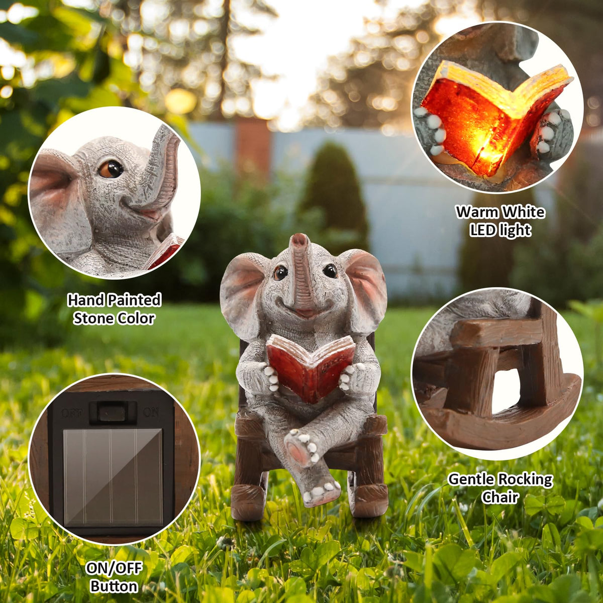FOXMIS solar LED book ornament provides eco-friendly night glow