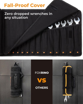 Foxrino Wrench Roll uses rugged 16oz canvas for durability.