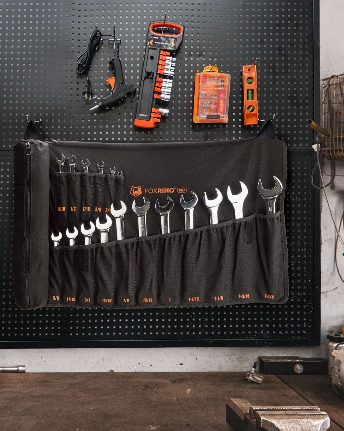 Foxrino Wrench Roll pro-grade hardware ensures durable workshop readiness.
