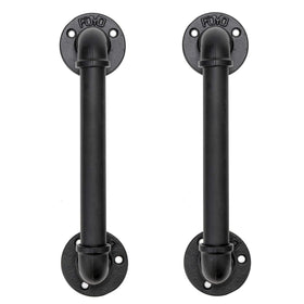 FOYO set of two industrial pipe door handles with matte black finish for strong, stylish door pulls.