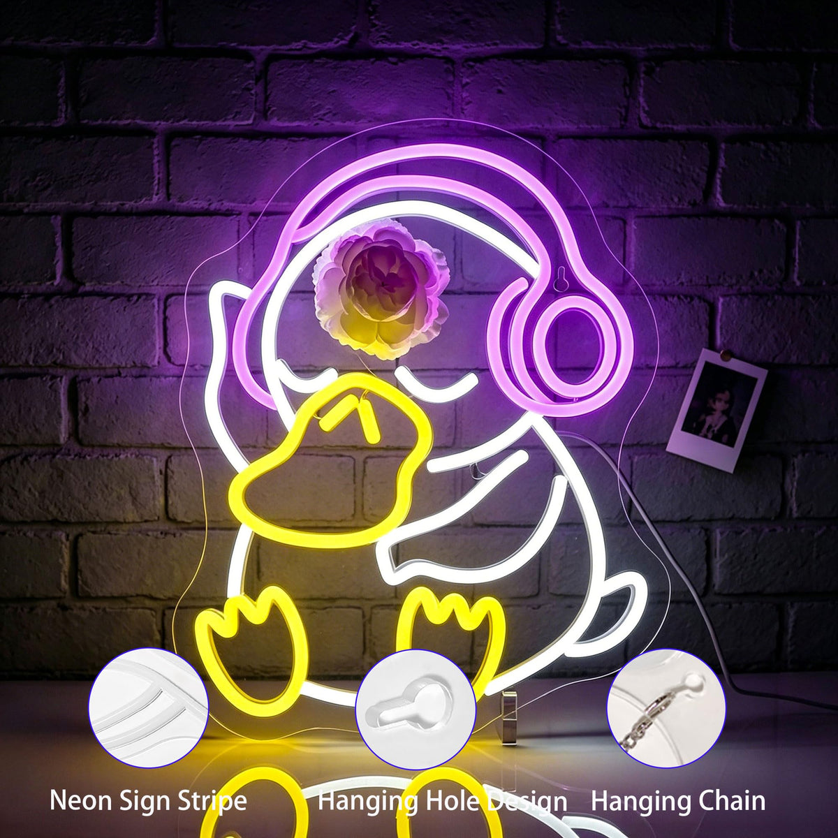 FPLL Duck LED neon sign emits a soft ambient glow for cozy corners