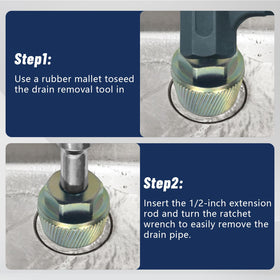 FPTPEHPC multiuse plumbing tool demonstrates versatility for sinks, tubs, and other drains.