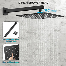 FPXRNG 16-inch shower arm creates balanced water spread for space-friendly installs.
