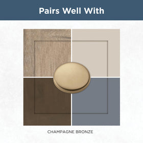 Francisco collection detail shows coordinated champagne gold tone across spaces.