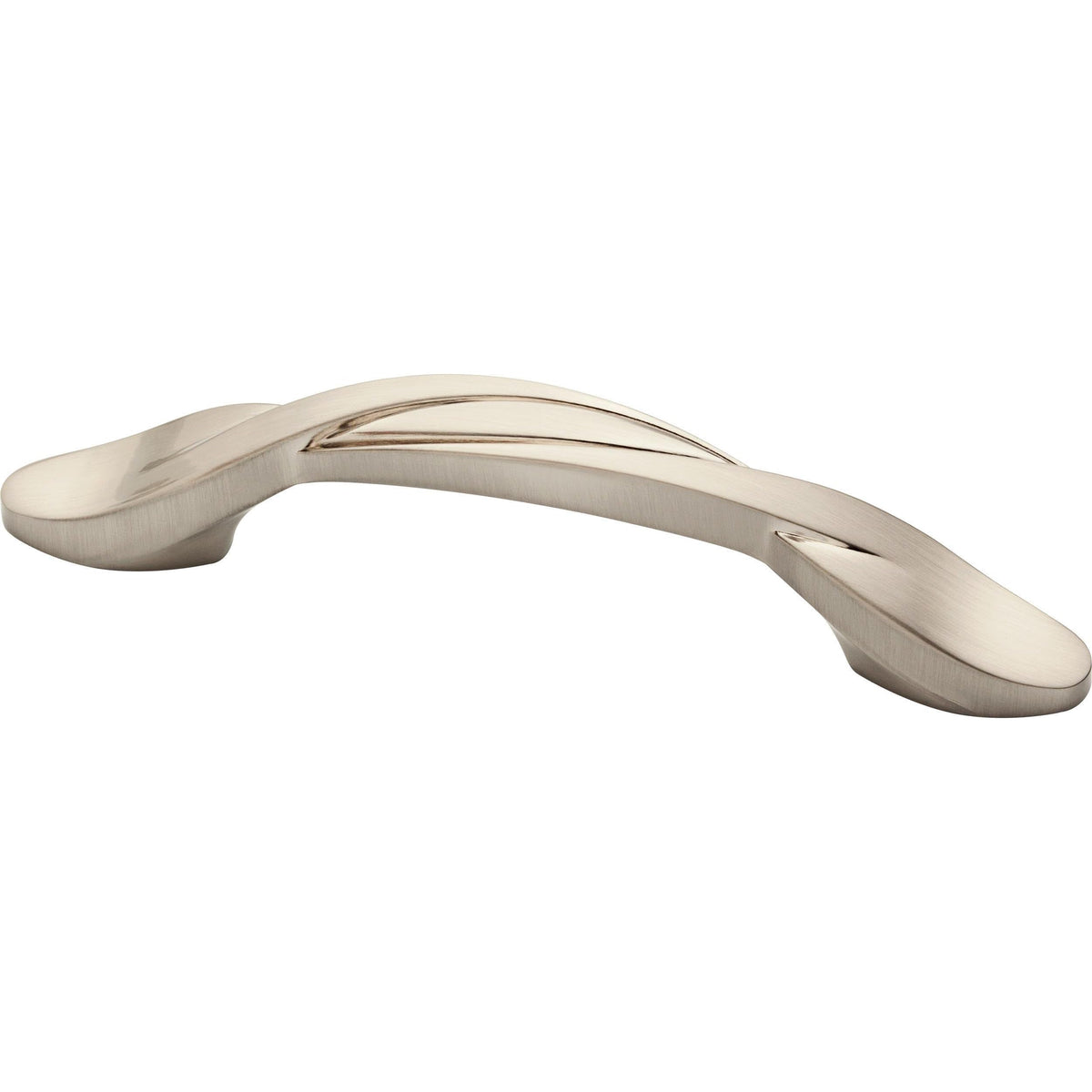 Franklin Brass satin nickel cabinet pull closeup shows durable finish.