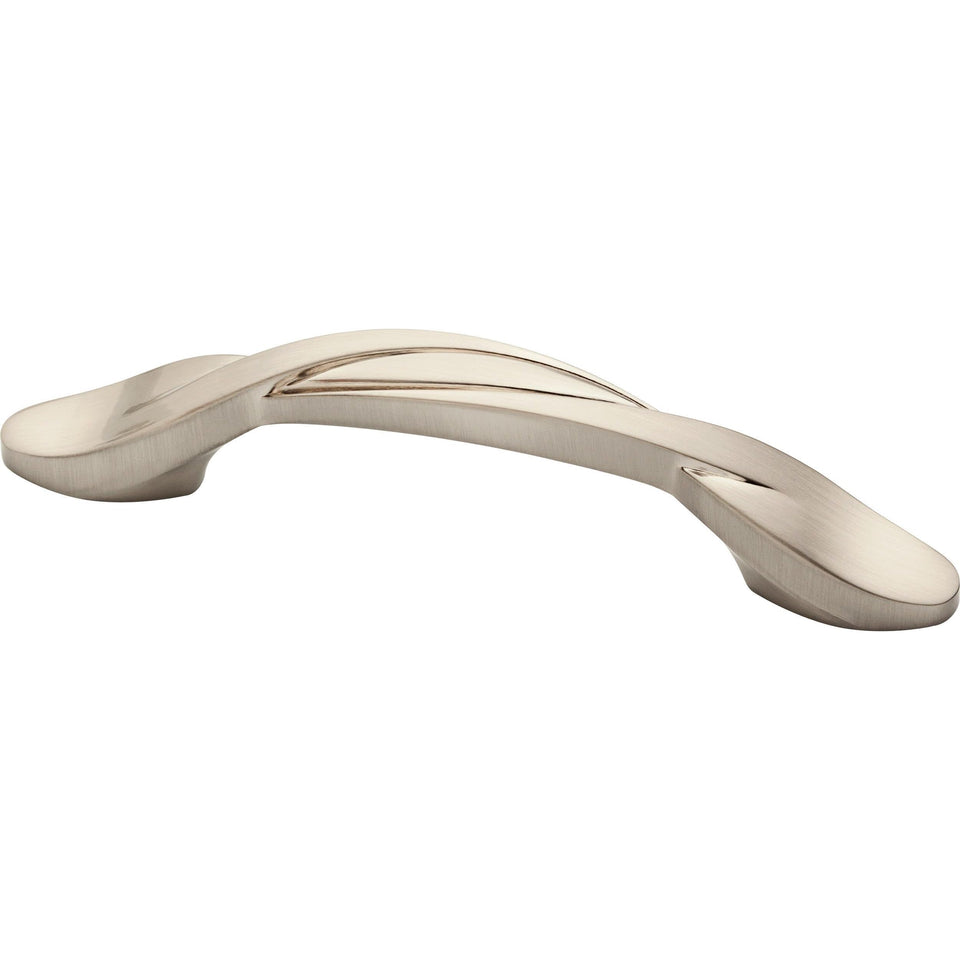 Franklin Brass satin nickel cabinet pull closeup shows durable finish.