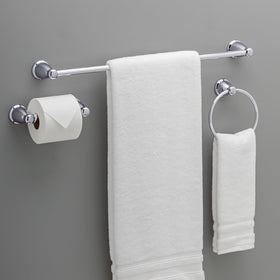 Franklin Brass Kinla towel ring with quick-dry towels and chrome cohesion