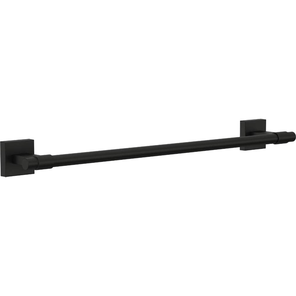 Franklin Brass Maxted 18-inch towel rack front view in matte black for stylish bath towels.