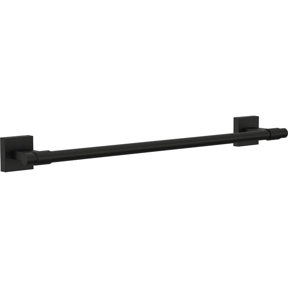 Franklin Brass Maxted 18-inch towel rack front view in matte black for stylish bath towels.