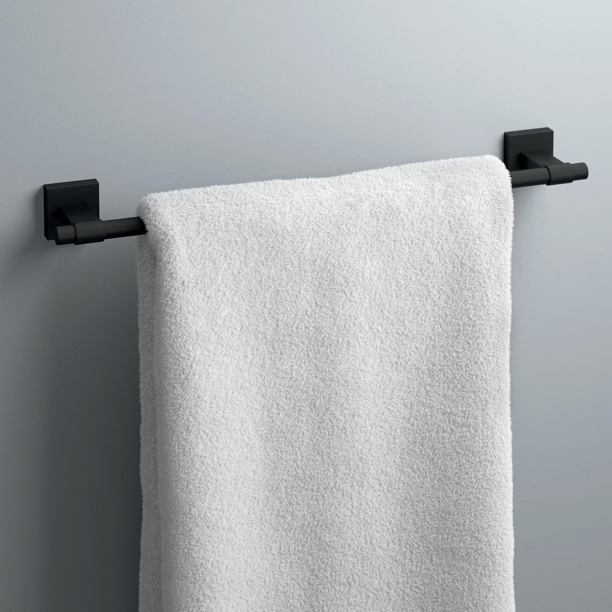 Maxted 18-inch towel rack side profile highlighting compact footprint for small bathrooms.