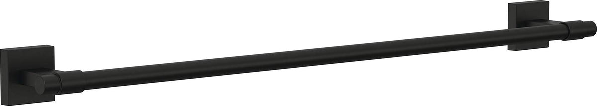 Franklin Brass Maxted towel bar in matte black finish enhances bath decor