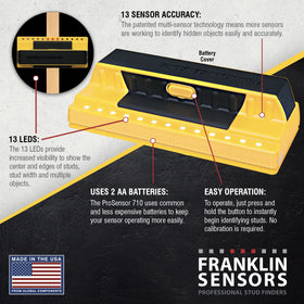 Franklin Sensors ProSensor 710 battery compartment notes AA batteries are required
