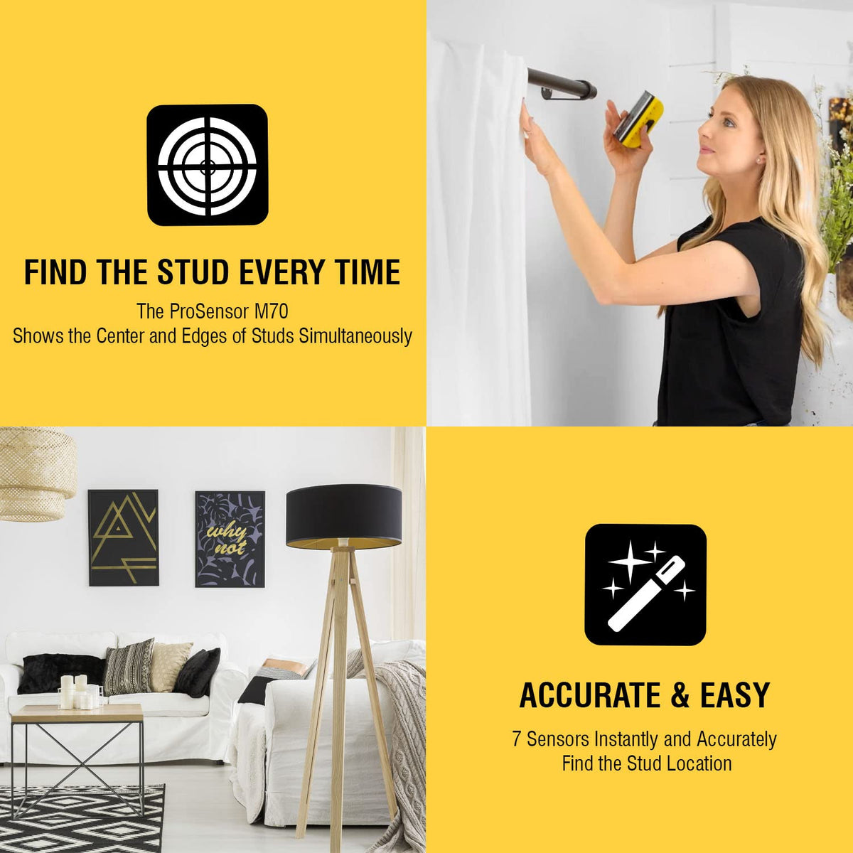 Easy-scan mode simplifies use for quick wall checks.