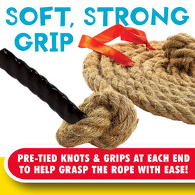 Anchor grip on Franklin Sports tug rope supports steady pulls