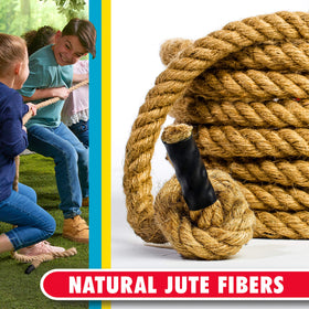 Kids playing tug of war with Franklin Sports rope at home
