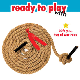 Close-up of Franklin Sports tug rope natural jute fibers highlighting durability