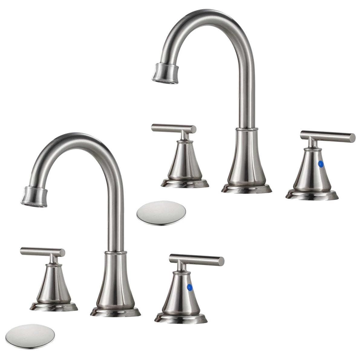 Fransiton 8-inch widespread faucet with Brushed Nickel finish for a modern bathroom.