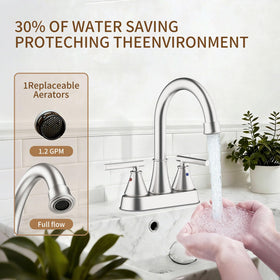Fransiton two-handle levers close-up for precise hot and cold control.