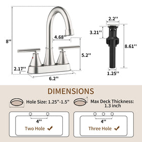 Fransiton faucet installation holes overview for 4-inch centerset setup.