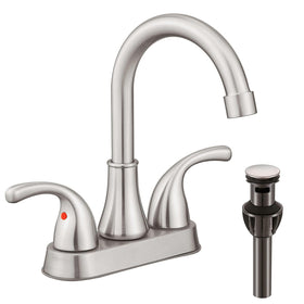 Fransiton 4-inch bathroom faucet front view in brushed nickel with lead-free design