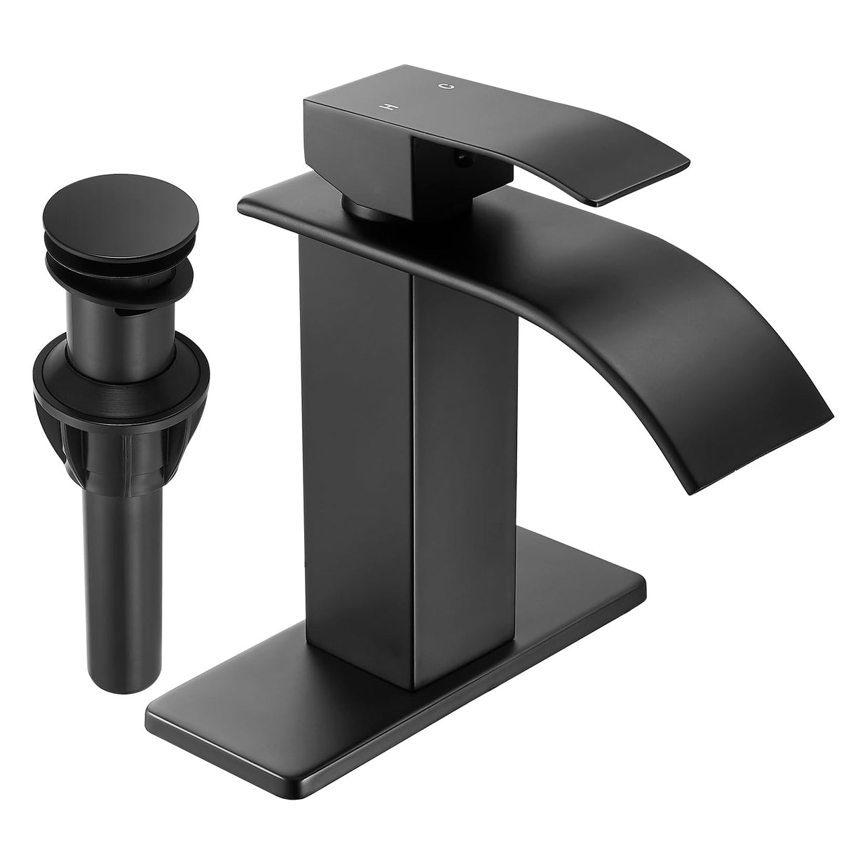 Fransiton Black Waterfall faucet in 1-3 hole setup for versatile sink configurations.