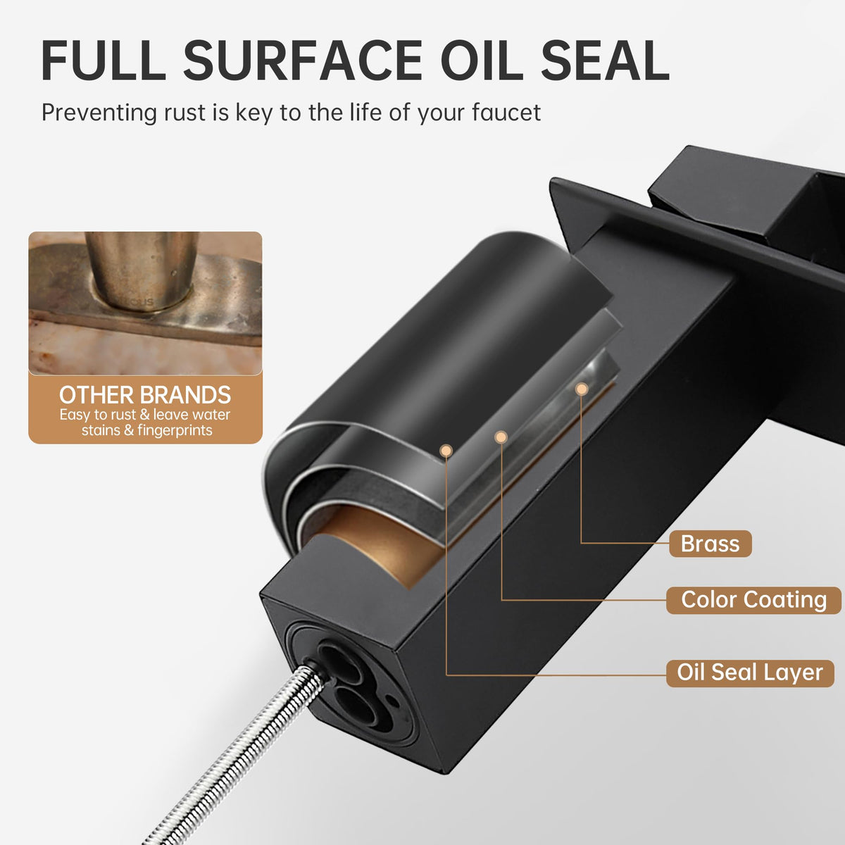 Fransiton matte black finish resists fingerprints and water spots for long-lasting look.