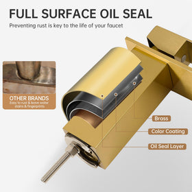 Fransiton brushed gold faucet with pop-up drain included for easy daily cleaning