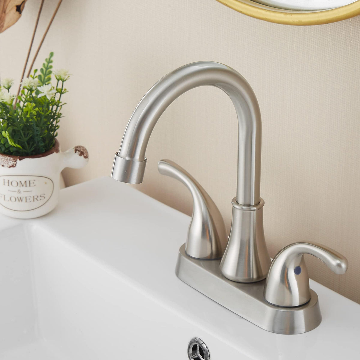 Fransiton brushed nickel finish resists fingerprints and corrosion for a sleek, durable look.