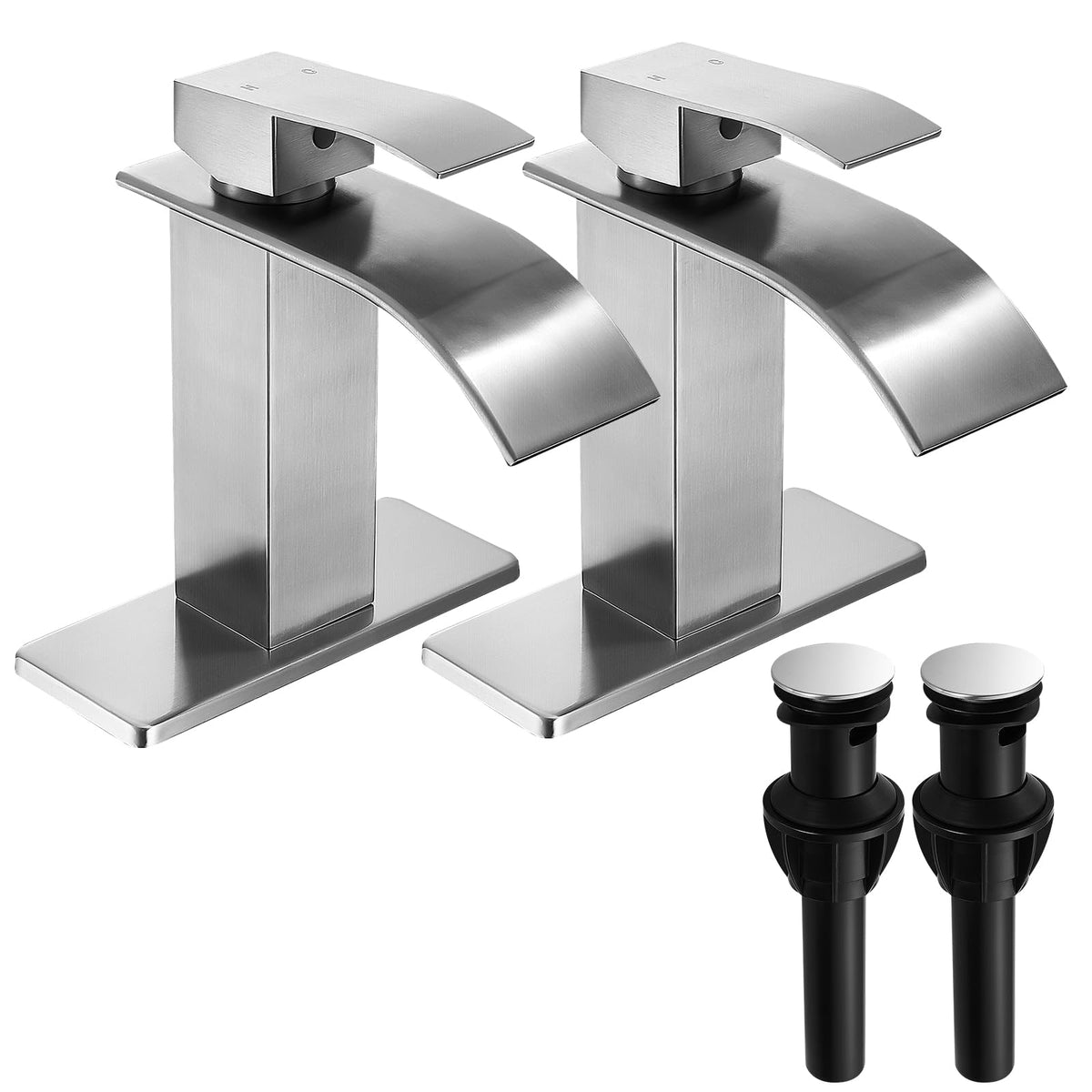 Fransiton brushed nickel waterfall faucet front view showing durable finish