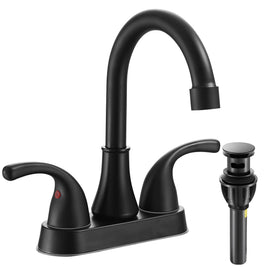 Fransiton matte black 4in faucet front view; easy-clean finish.