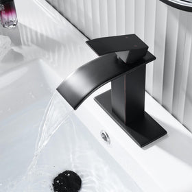 Fransiton waterfall faucet in three-hole deck for versatile bathroom remodeling projects