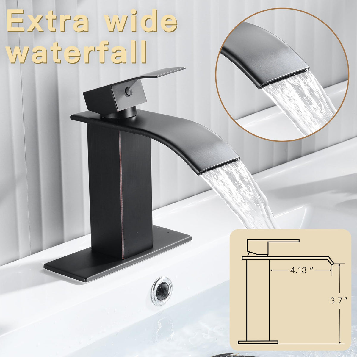Fransiton oil rubbed bronze faucet with deck plate for one or three-hole installation