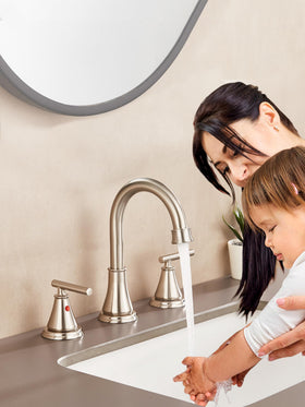 Includes quick-connect hoses and metal pop-up drain with Fransiton faucet.