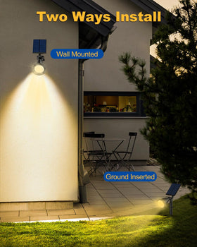 Fratink solar spot lights auto on at night for hands-free lighting.