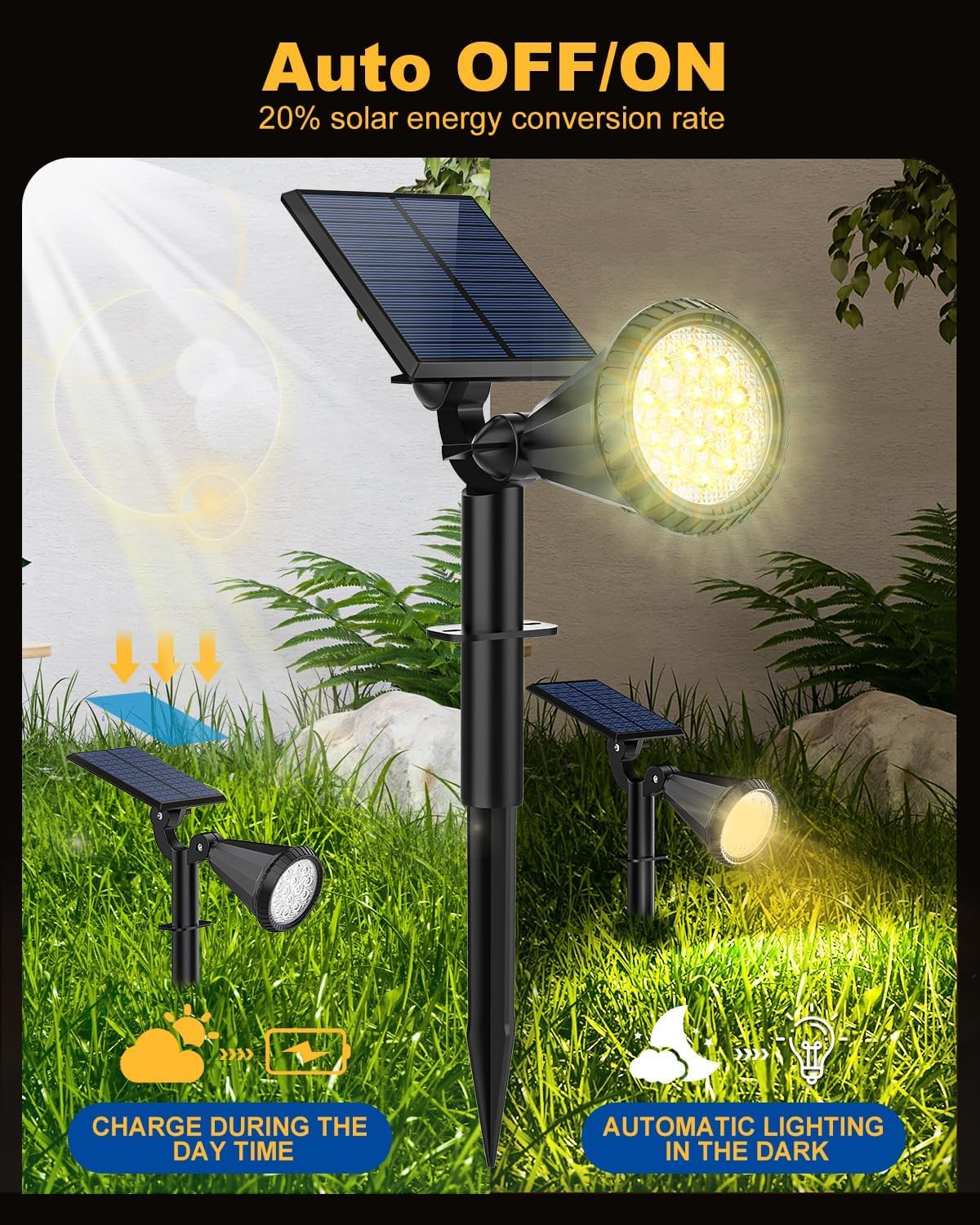 Fratink solar spot lights provide four lighting modes for versatile outdoor scenes.