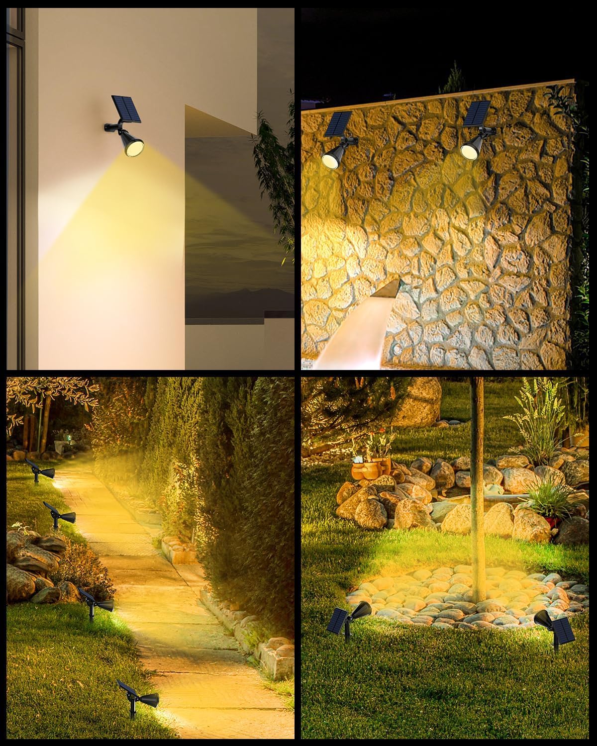 Fratink solar spot lights illuminate yards and pathways with precise coverage.