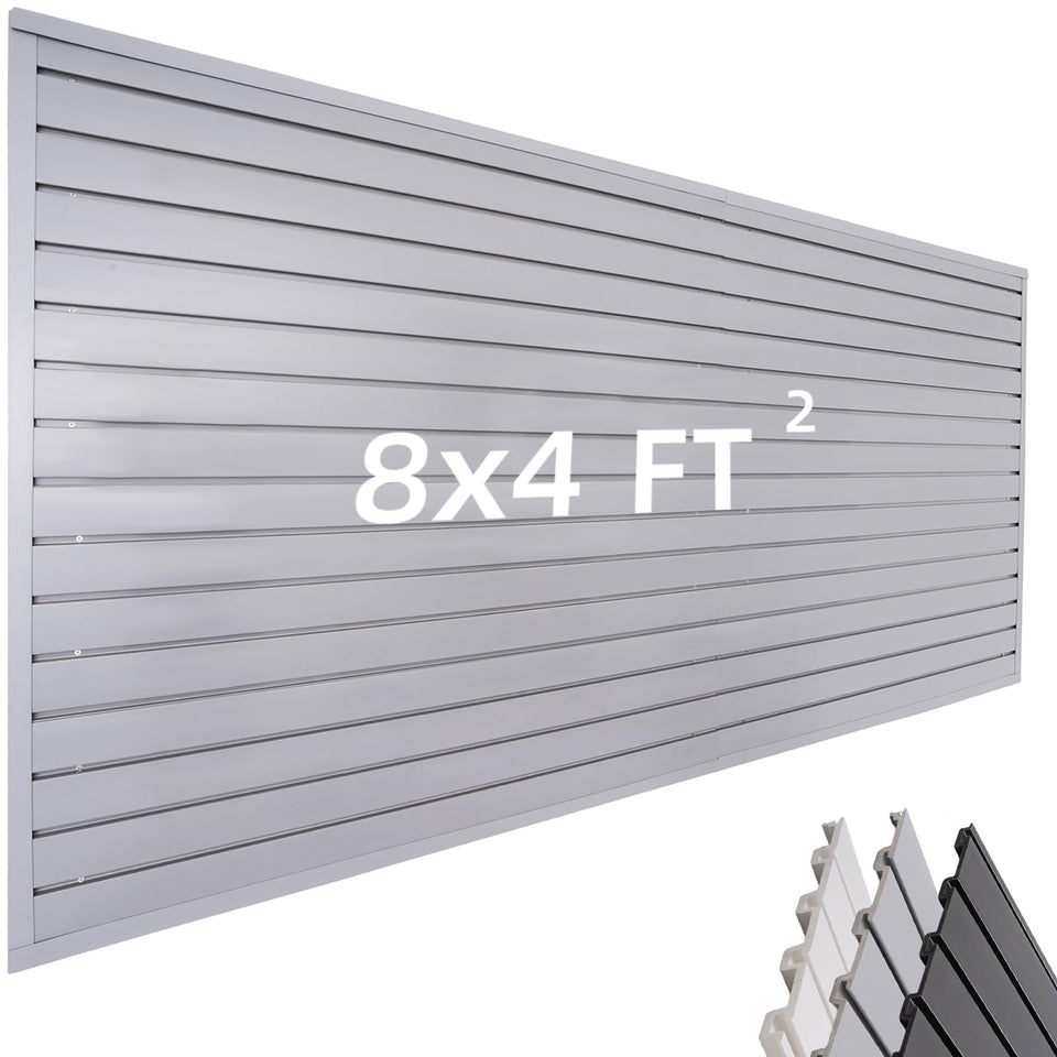 FRAYSCENT grey slatwall panel for garage organization and quick tool access.