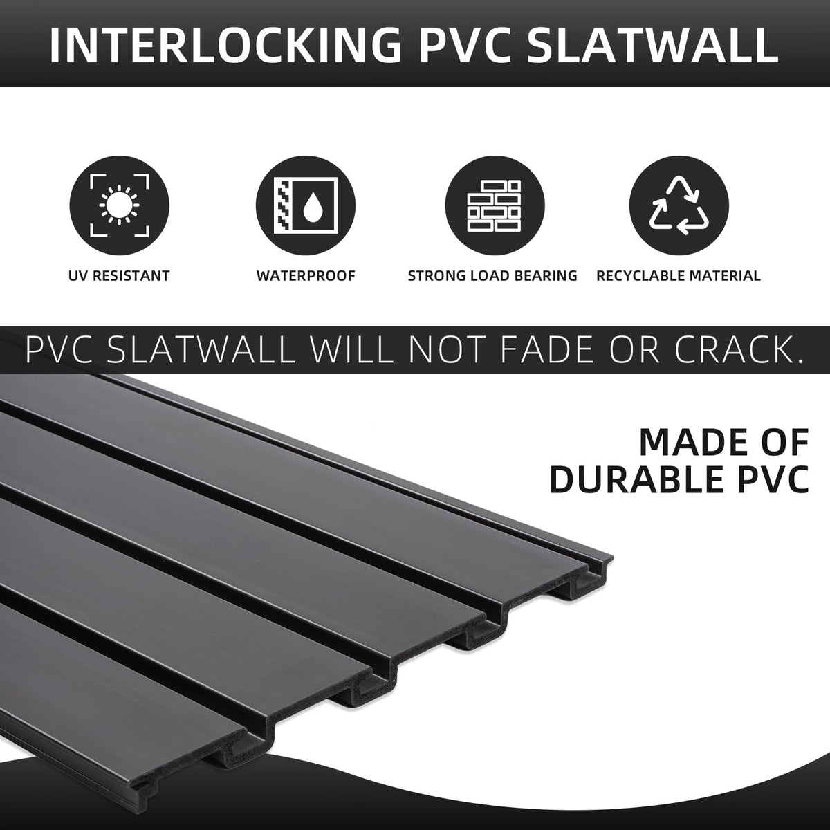 FRAYSCENT slat wall durability PVC resists moisture and wear, suitable for garages.