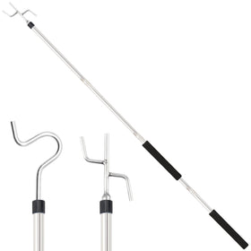 Frebuta clothes hook pole with two hook heads for versatile hanging