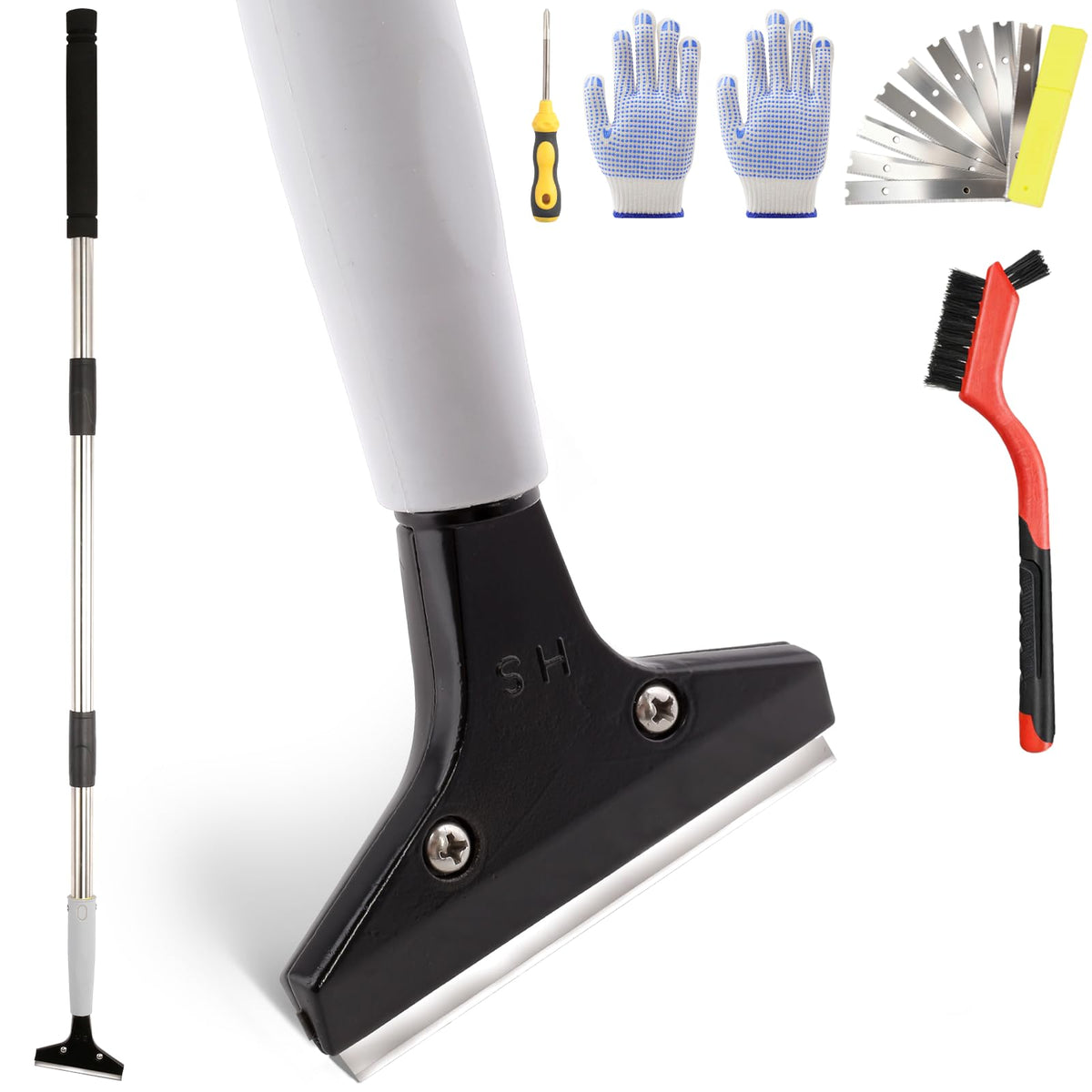 Frebuta floor scraper extended to 61 inches for high corners and hard-to-reach areas