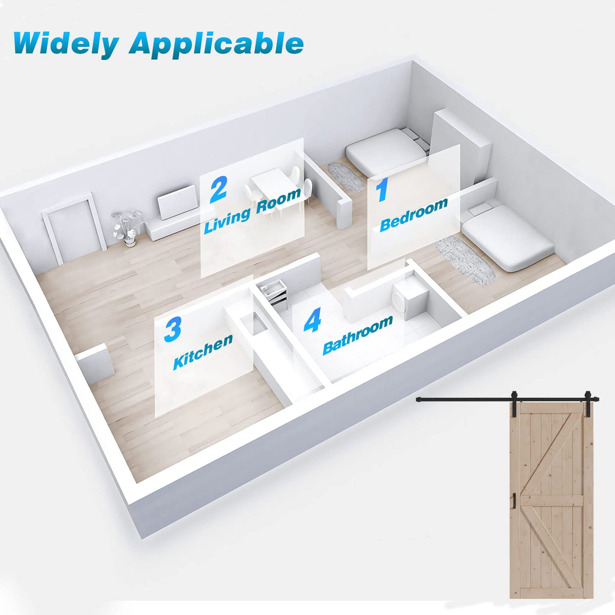 FREDBECK floor guide and spacers image highlights stability and smooth opening.