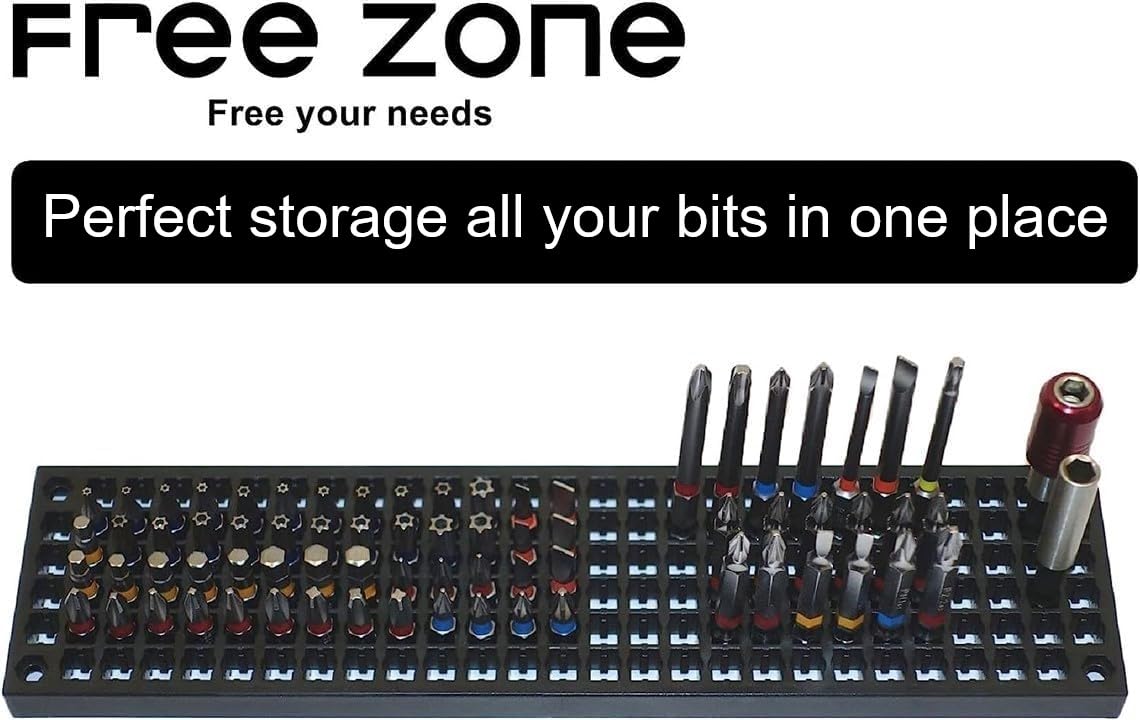 FREE ZONE easy-access slots speed bit changes with drills.
