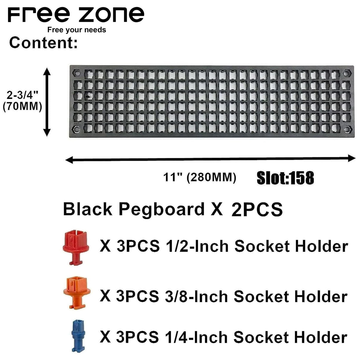 FREE ZONE 1/4 inch hex and drive bits storage for easy access