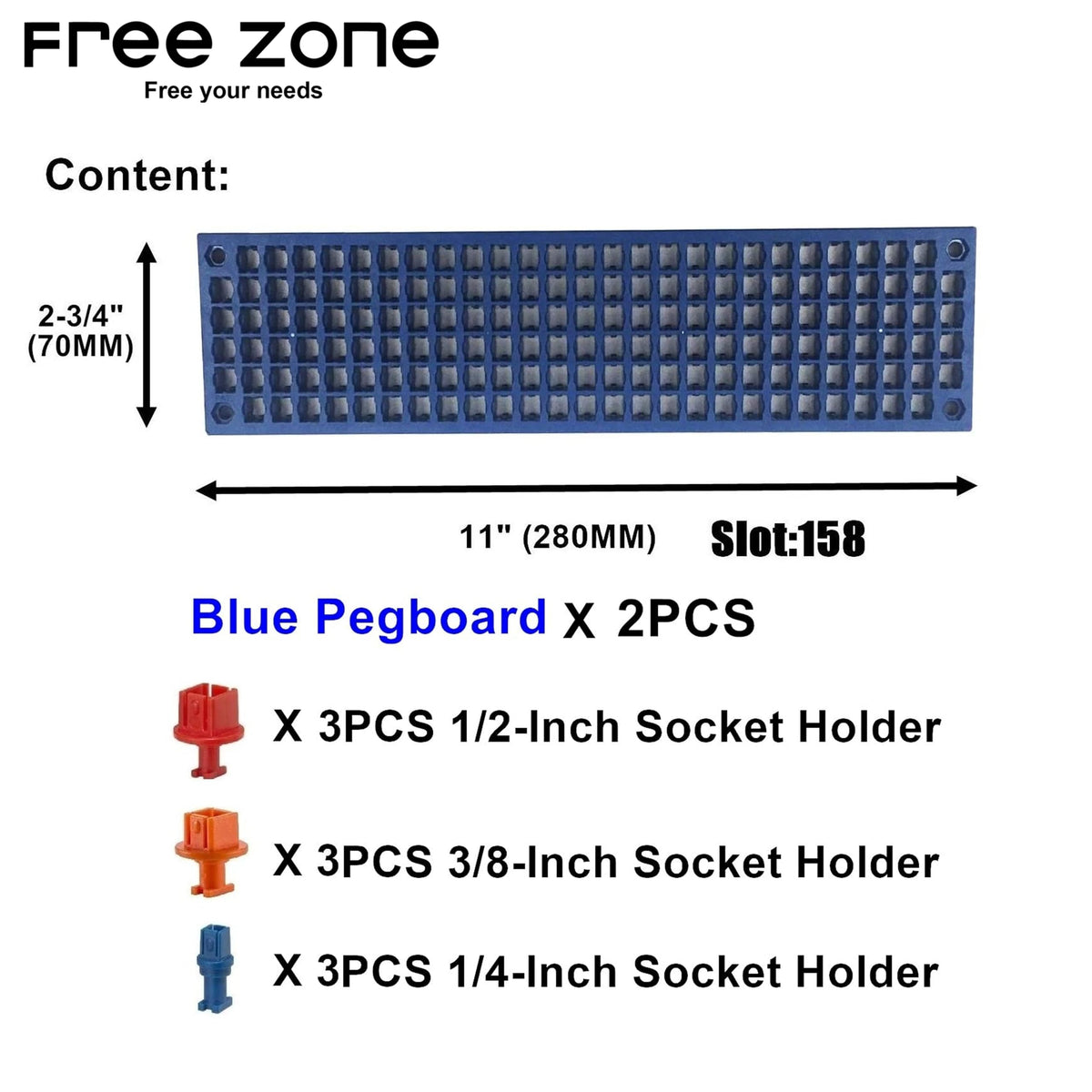 FREE ZONE secure bit holes keep bits in place during transport.