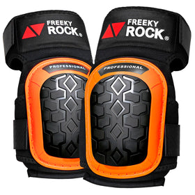 FREEKYROCK knee pads with anti-slip shell secure kneeling on rough surfaces.