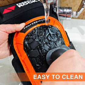 FREEKYROCK knee pads on a construction site in use for safety.