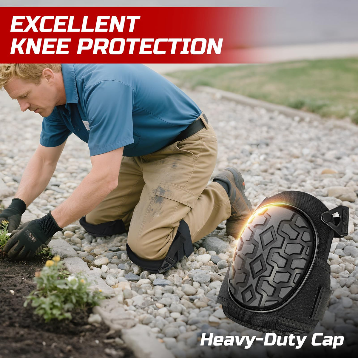 FREEKYROCK knee pads ideal for construction sites and concrete work.