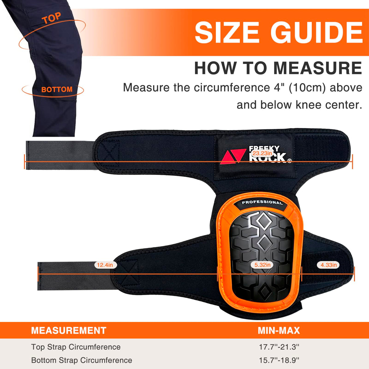 FREEKYROCK knee pads with reinforced PVC shell for durability.